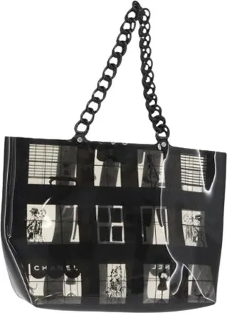 Chanel Pre-owned Tote Bags, female, Black, Size: ONE SIZE Pre-owned Vinyl Tote Bag