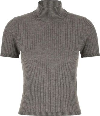 Max Mara Top a coste a collo alto - Grigio