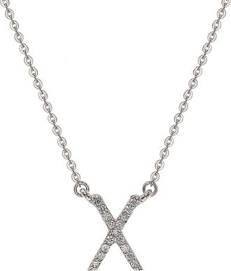 Suzy Levian 14K Gold & Diamond Pavé Initial Pendant Necklace in White- X at Nordstrom Rack