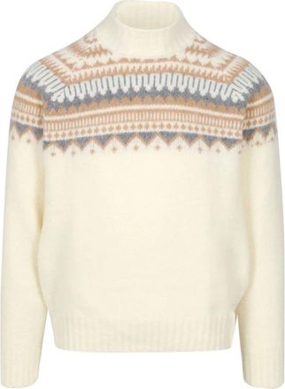 Gran Sasso Jacquard Turtleneck Sweater - Heren - Coltruien - Beige - M - Wol - Truien & Vesten