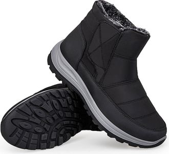 Generic Snow Boots Women Couples Warm Slip On Mid Top Boots for Men and Women Winter Thermal Insulated Comfortable Fleece Lined Casual Boot Waterproof Cold We