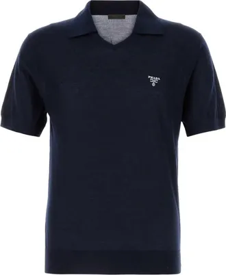 Prada Navy Blue Cashmere Polo