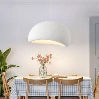 OEM L&aacute;mpara De Ara&ntilde;a Moderna Japonesa Wabi-sabi, Blanca, Casquillo E27 - Pantalla Con Efecto Piedra - 40 Cm Para Restaurante, Bar, Sal&oacute;n, Cafeter&iacute;a -crezu
