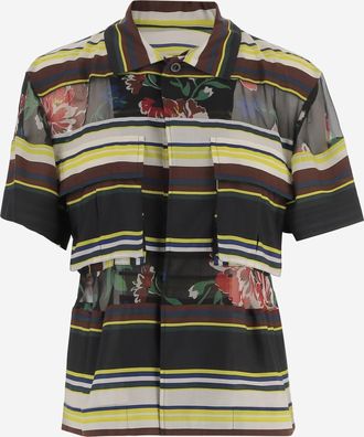 sacai Womens Shirt Striped Nylon With Sheer Details Multicolour Polyester