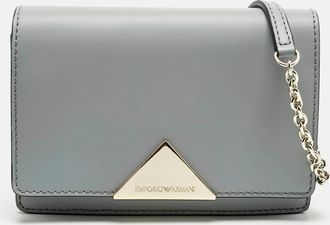 Emporio Armani Light Blue Leather Astrid Chain Crossbody Bag