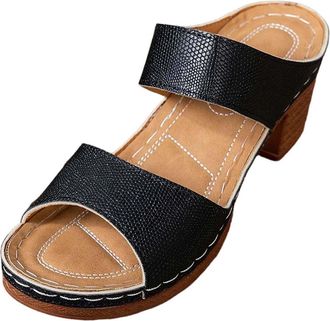 Generic Womens Summer Platform Slide Sandals with High Heel Open Toe Design for Casual Beach Comfort Closed For Women Womens Black Shoes Size 6 Nude Ladies He