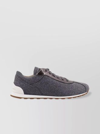 Brunello Cucinelli low-top wool flannel sneakers leather profiles