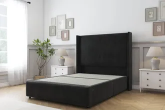 Sloomy Stratford Plush Divan Base 2 Drawers 54 Headboard & 12 Footboard in Black | Size: Small Double