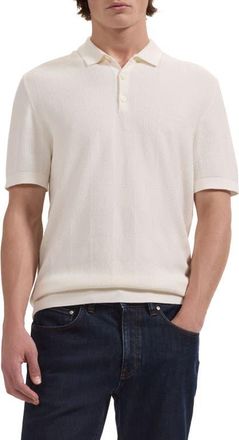 Bugatchi Checkerboard Stitch Polo Sweater in Chalk at Nordstrom, Size Xxx-Large