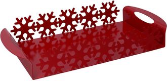 Vacchetti Bandeja Rectangular De Metal Rojo Copo De Nieve Cm41x20h6,5
