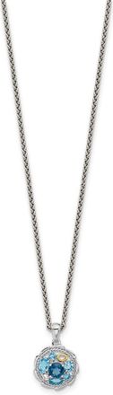 Diamond2Deal Sterling Silver with 14k Accent Gemstone Round Pendant Necklace
