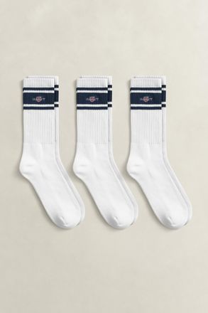 GANT Men 3-Pack Shield Sport Socks (43-45) WHITE