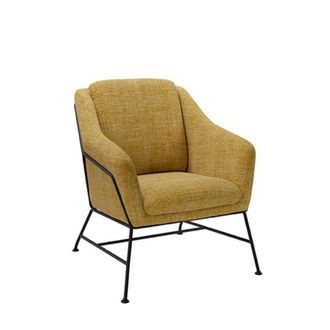 Koketto Home Butaca baja en tejido jaspeado color mostaza y estructura de metal