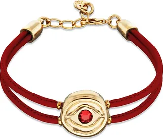 UNOde50 Red Leather Strap with 18K Gold-Plated Eye Detail and Crystal in Red-Metallic Gold at Nordstrom, Size Medium