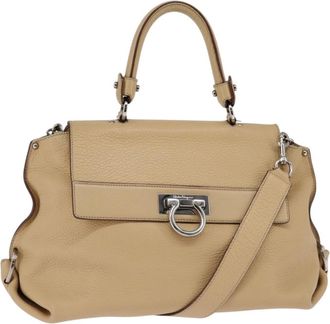 Ferragamo Sofia Satchel Grainy Leather Leather Handbag (Pre-Owned)