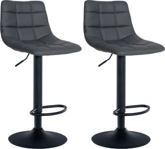 Clp Juego De 2 Taburetes De Bar Jerry En Polipiel Gris Negro