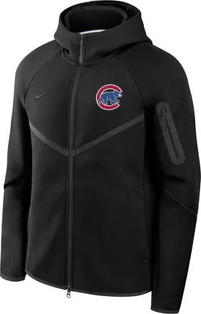 Nike Chicago Cubs Tech Fleece Windrunner Nike Mens MLB Full-Zip Hooded Jacket in Black | 05L4912ZEJ-6DU
