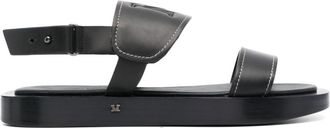 Max Mara debossed-logo leather sandals - women - Leather - 36 - Black