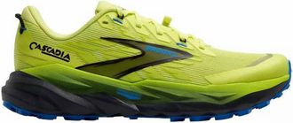 Brooks Mens Cascadia 19 Trail Running Shoes In Sunny Lime/black/blue