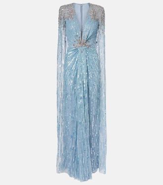 Jenny Packham Symphony embellished caped gown