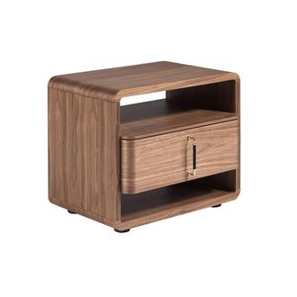 Angel Cerd&aacute; Modern Bedside Table in Walnut Veneer with Black PVC Legs