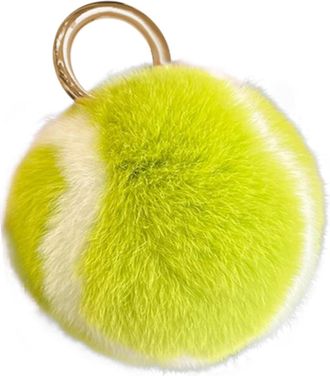 Generic Plush Tennis Pendant - Ball Novelty Curse Holder, Sporty Key Ring | Furry Zipper Charm Car Wallet Bag Decoration Keychain