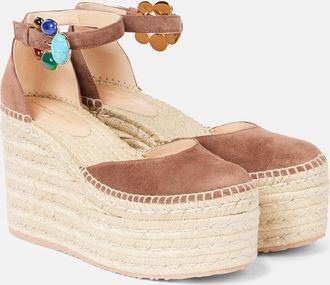 Gianvito Rossi Espadrillas Shanti 100 in suede con zeppa