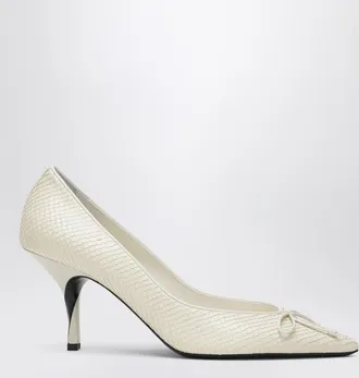 Jacquemus Ivory python-effect embossed leather Tourni Décolleté