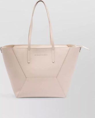 Brunello Cucinelli leather tote bag and matching pouch