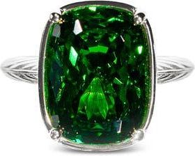 Sterling Forever Elongated Cushion-Cut Cubic Zirconia Cocktail Ring in Silver/emerald at Nordstrom, Size 10
