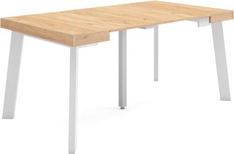 Skraut Home Mesa Consola Extensible, Mesa Comedor Plegable, 160, Para 8 Comensales, Patas De Madera, Estilo Moderno, Roble - Skraut Home