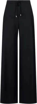 Max Mara Broeken, Dames, Blauw, M, Wol, Corone Wool Canvas Jogging Broek