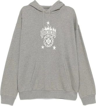 Givenchy Hoodies, male, Green, XL, Smoke Grey Cotton Hoodie with Screen Print