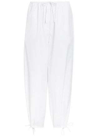 Toteme Drawstring Barrel-leg Cotton Trousers - White - 32 (UK4 / Xxs)