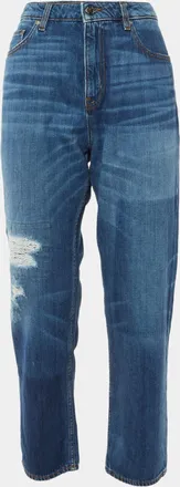 Love Moschino Blue Distressed Denim Regular Fit Jeans M/waist