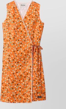 Miu Miu wrap dress knee length floral v neckline sleeveless