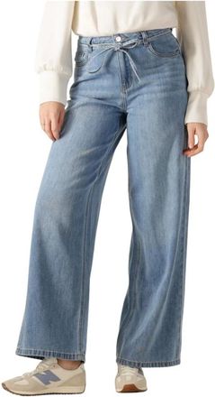 Object Object, Jeans, Dames, Blauw, XS, Katoen, Objrosie MW Wide Jeans