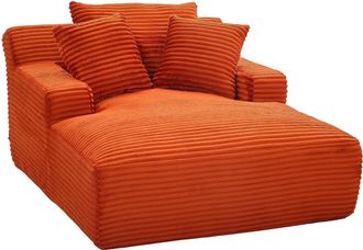 Vente-Unique Chaiselongue de pana color terracota DONILIA
