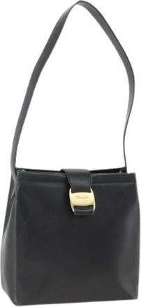 Ferragamo Pre-owned Shoulder Bags, female, Black, Size: ONE SIZE Pre-owned Leather Shoulder Bag