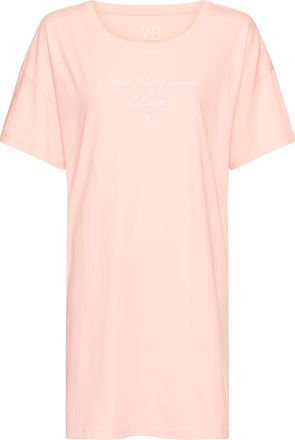 Vivance Nachthemd VIVANCE DREAMS, Damen, Gr. 40/42, N-Gr, rosa, Single Jersey, Obermaterial: 100% Baumwolle, bedruckt, unifarben, loose fit mini, Rundhals, Kl