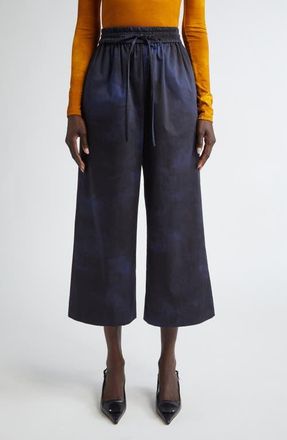 Jason Wu Brushed Canvas Wide Leg Crop Pants in Navy /Navy at Nordstrom, Size X-Small