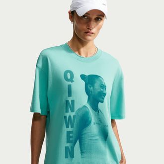 Nike Womens Court Qinwen Zheng Tennis T-Shirt in Green | IX5735-356