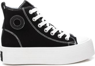 Xti Womens Canvas High Top Sneakers In Black