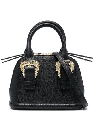 Versace Jeans Couture Baroque-buckle faux-leather tote bag - Black