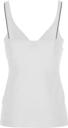 Brunello Cucinelli Womens Tank Top V-Neck Cotton White