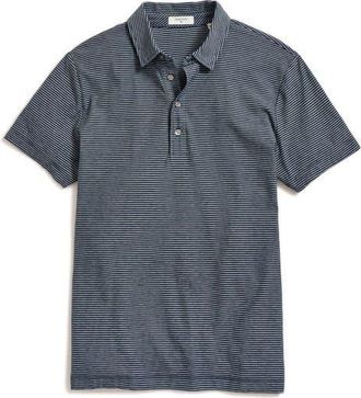 Billy Reid Pensacolo Stripe Polo in Carbon Blue/Silver at Nordstrom, Size X-Small