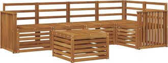 vidaXL Conjunto De Sof&aacute;s De Exterior 6 Uds. Natural Poli&eacute;ster Vidaxl