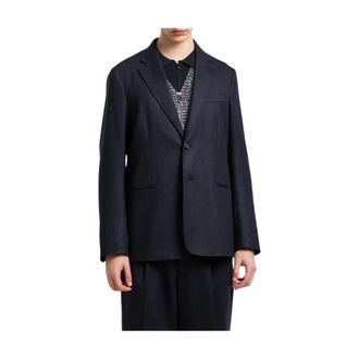 Emporio Armani Blazers, male, Blue, L, Giacca in lana stretch