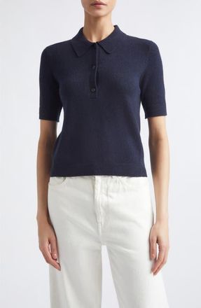 Maria McManus Cashmere & Organic Cotton Jersey Polo in Navy at Nordstrom, Size X-Small