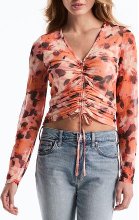 Shelli Segal Cinched Mesh Top in Carrot at Nordstrom Rack, Size X-Small
